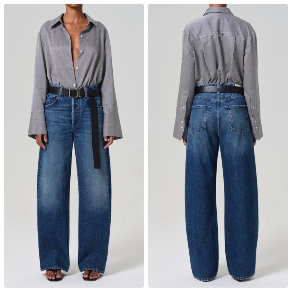 Citizens Of Humanity Dark Blue High-Rise Wide-Leg Jeans